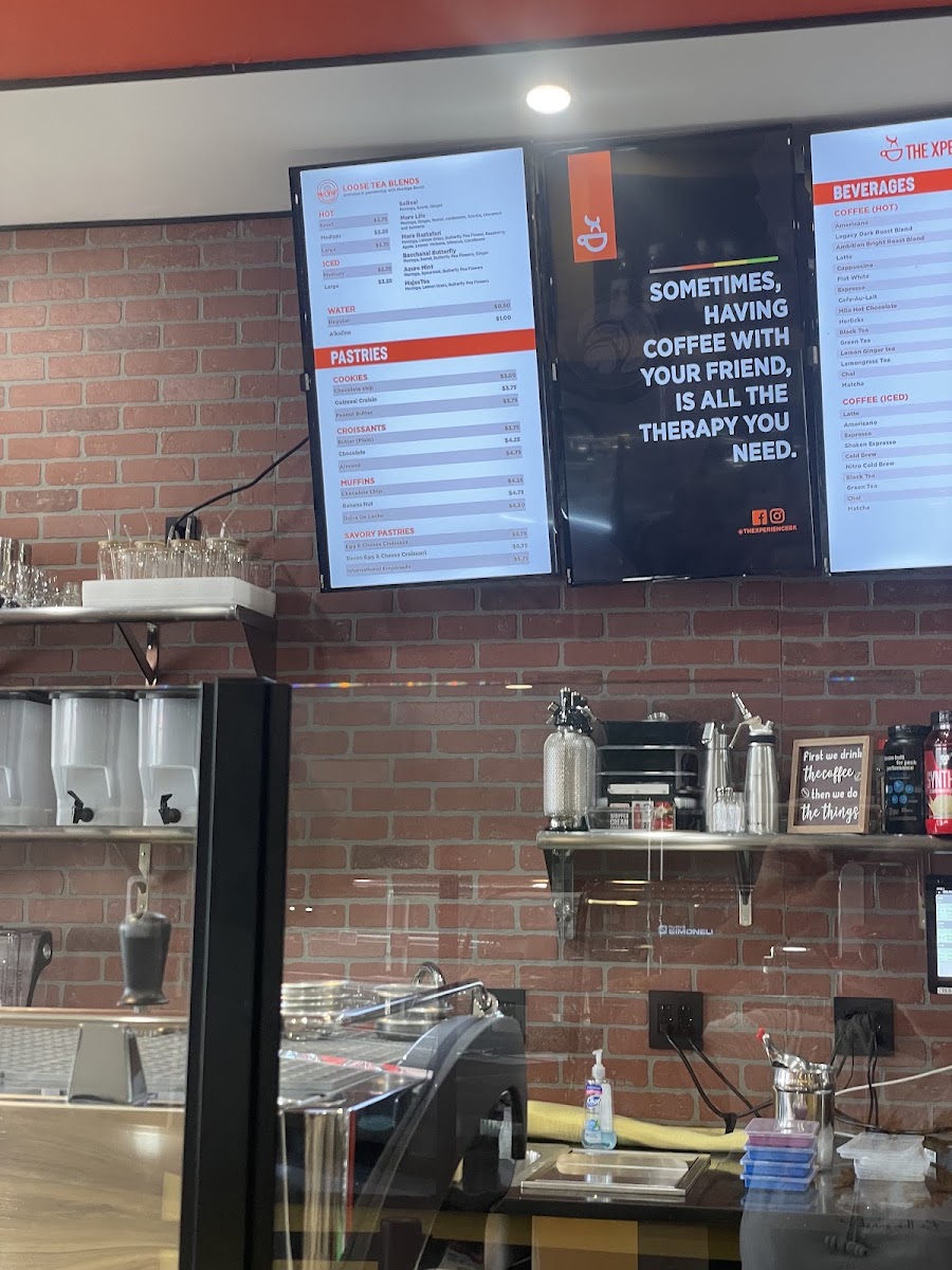 The Xperience Coffee House & Juice Bar menu board