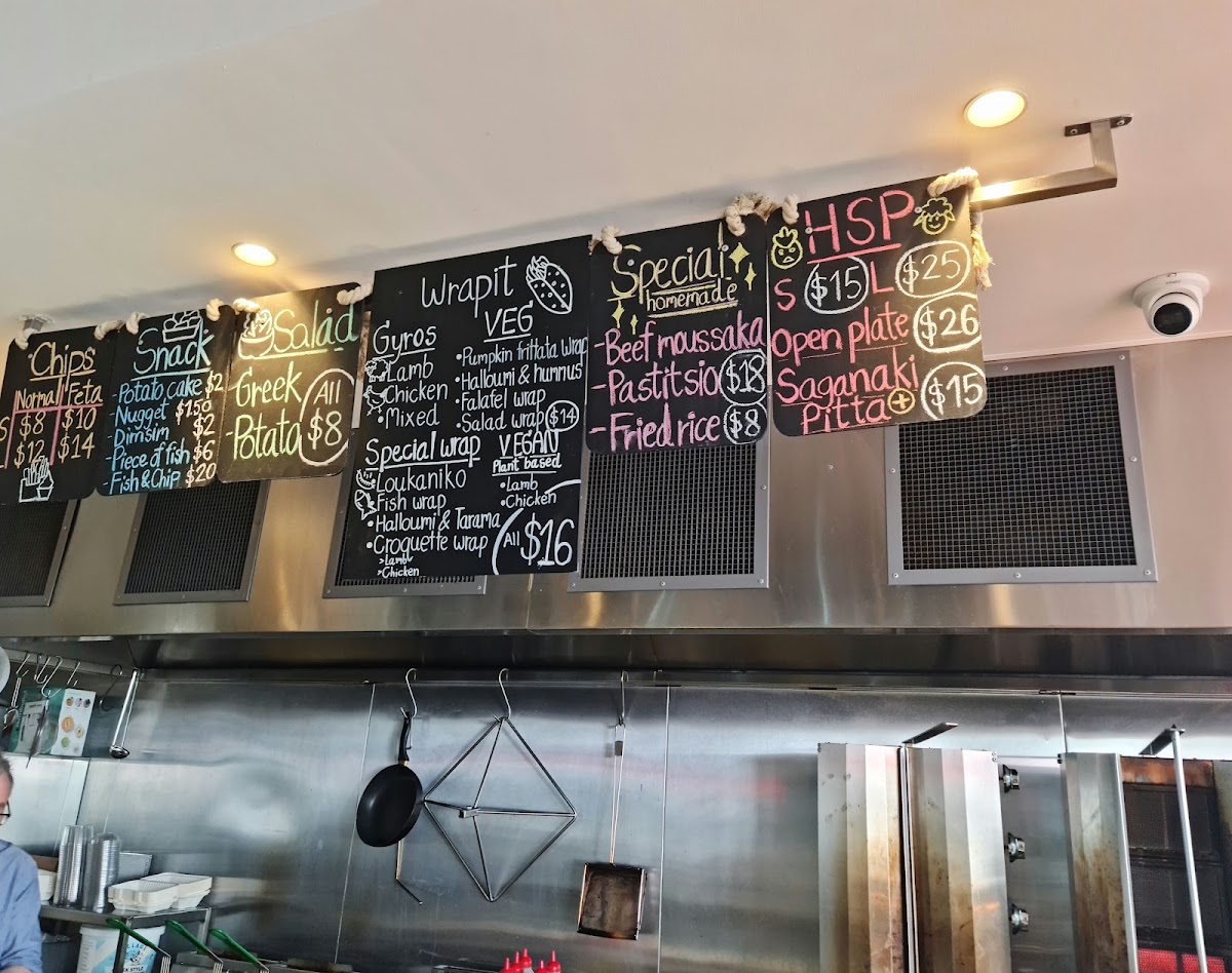 Stavros Souvlaki Bar menu board