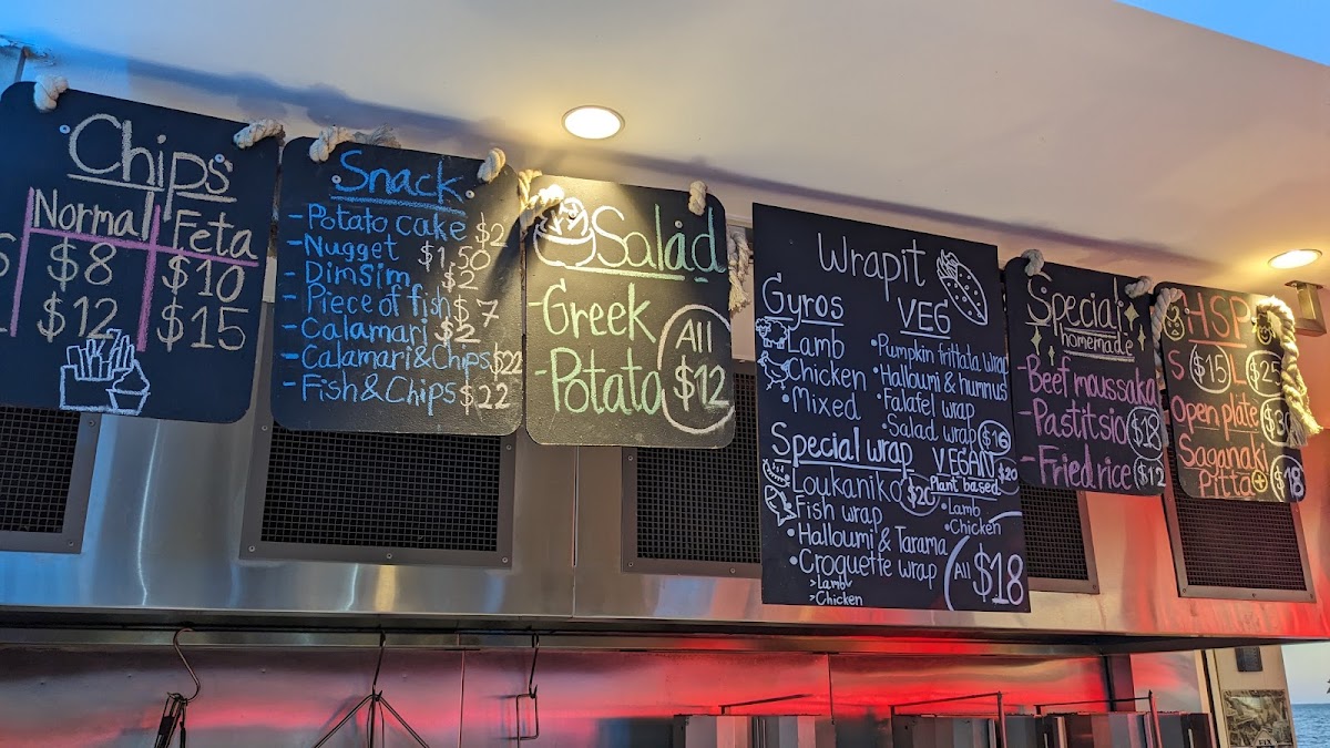 Stavros Souvlaki Bar menu board