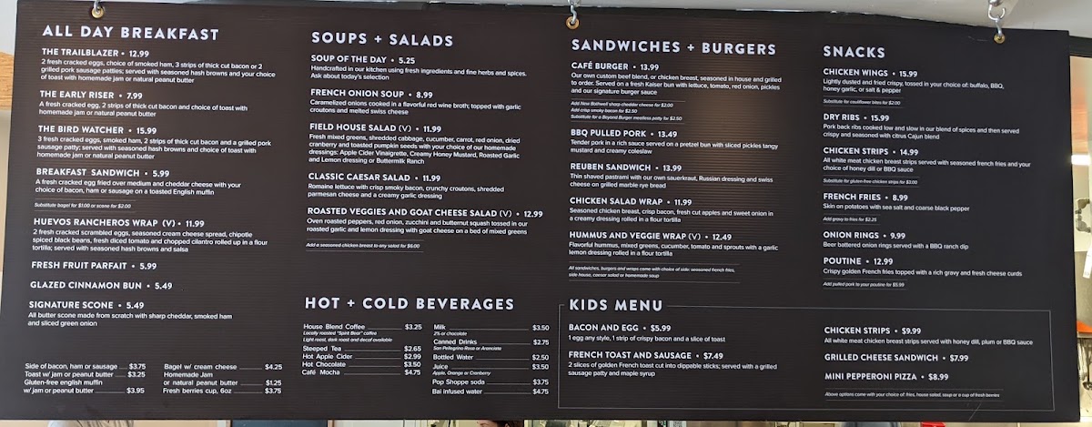 Buffalo Stone Café menu board