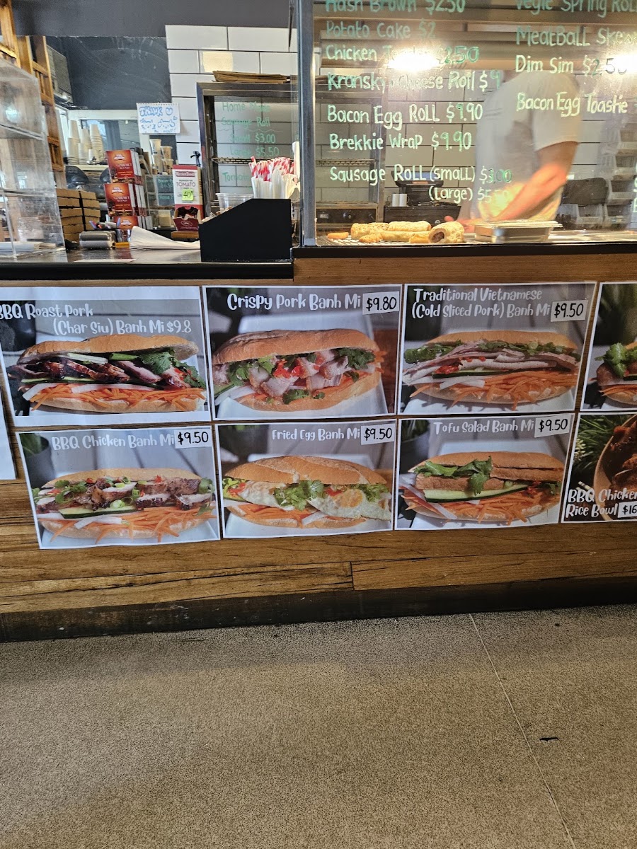 Michelle's Rolls & Coffee menu board