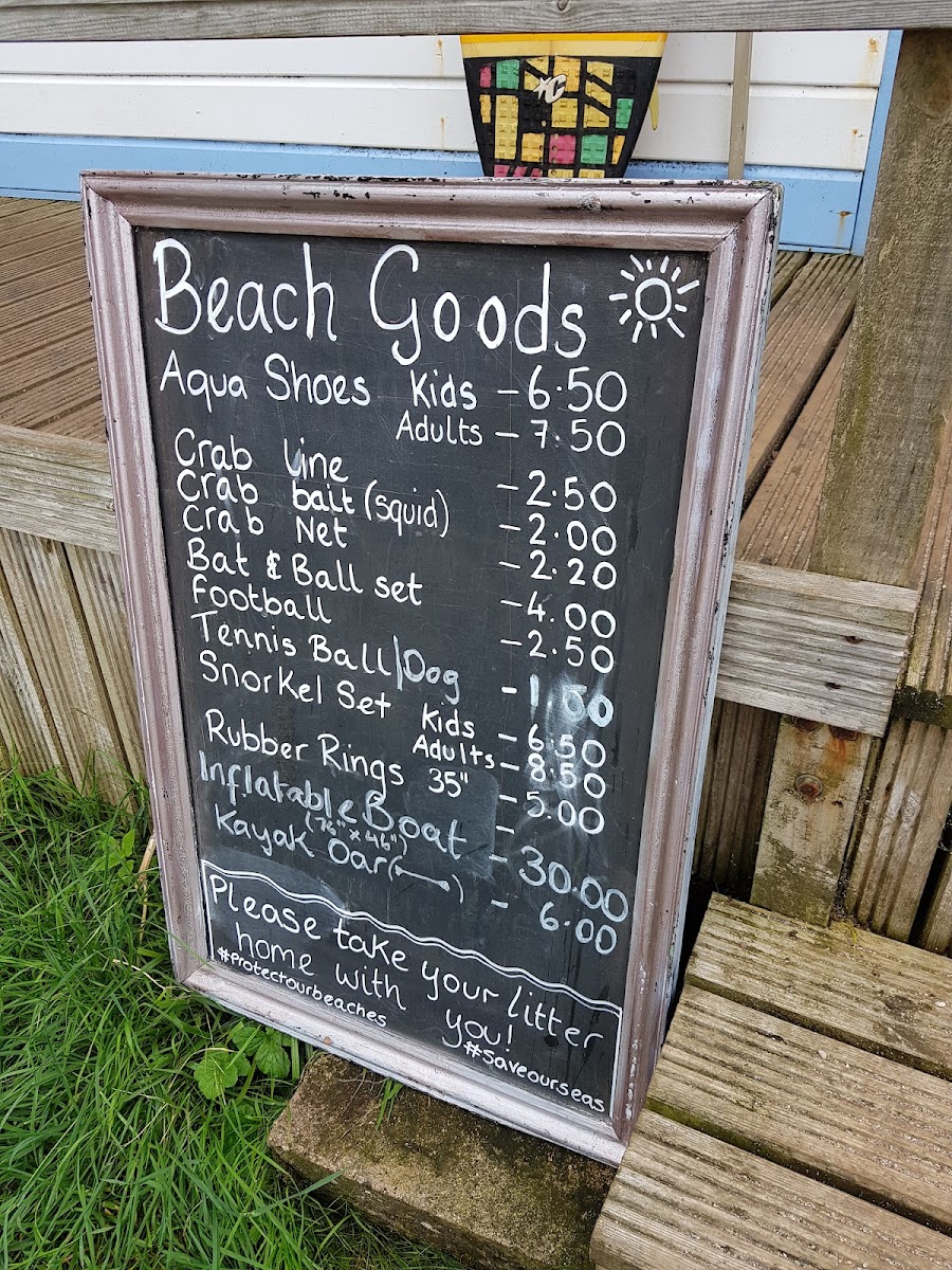 Fishcombe Cove Cafe/Bar menu board