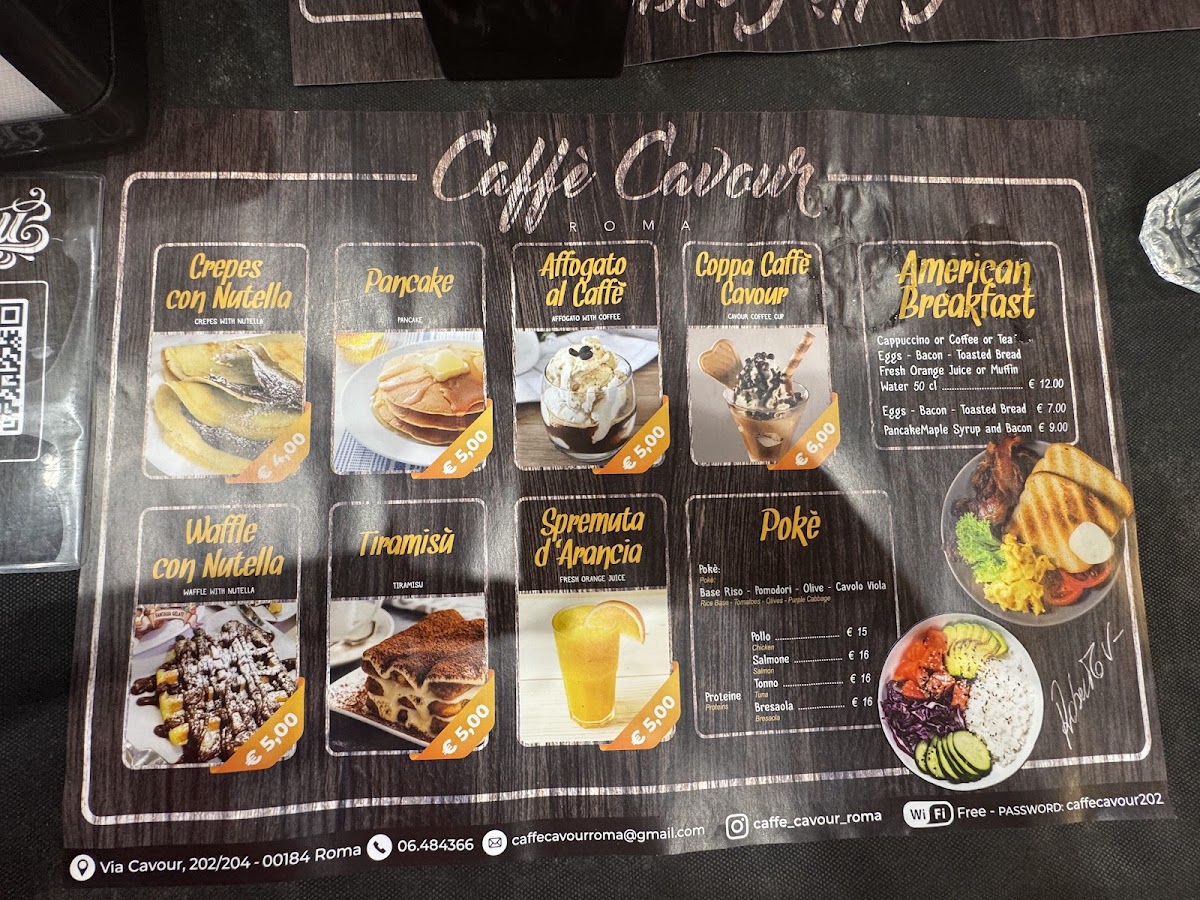 Caffè Cavour Di Vasselli Roberto menu board