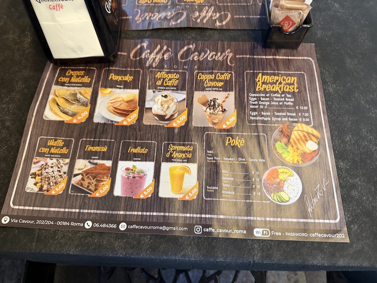 Caffè Cavour Di Vasselli Roberto menu board
