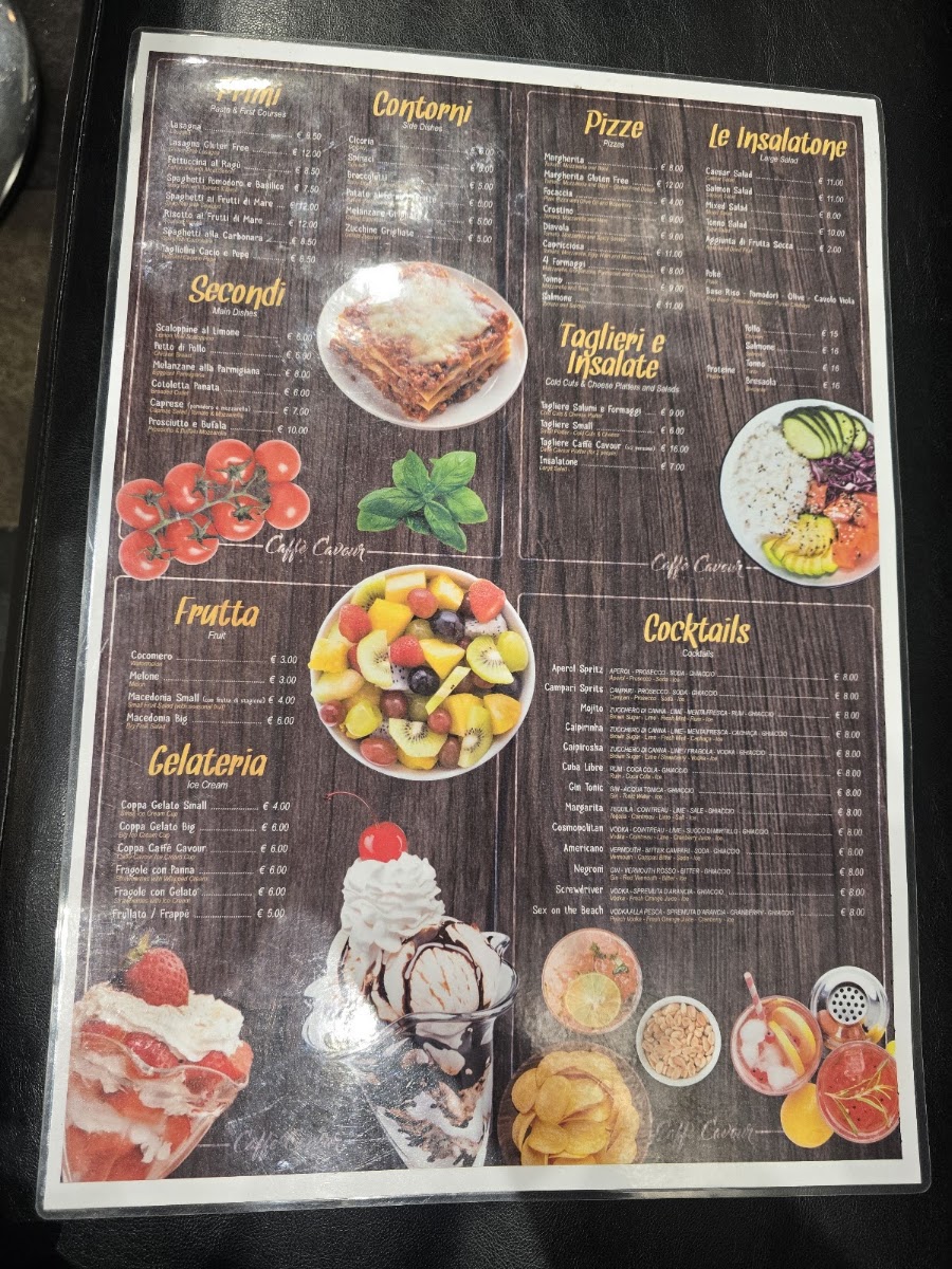 Caffè Cavour Di Vasselli Roberto menu board