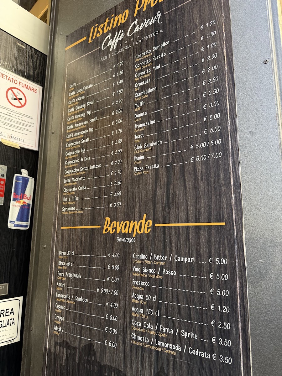 Caffè Cavour Di Vasselli Roberto menu board