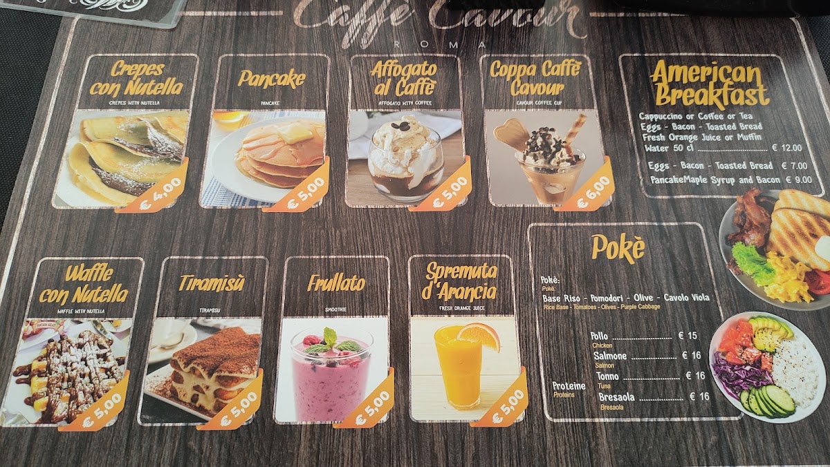 Caffè Cavour Di Vasselli Roberto menu board
