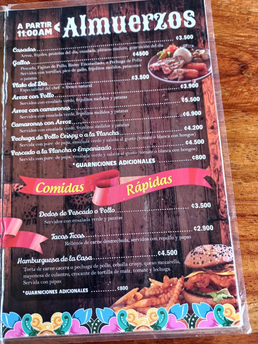 Tica's Café menu board
