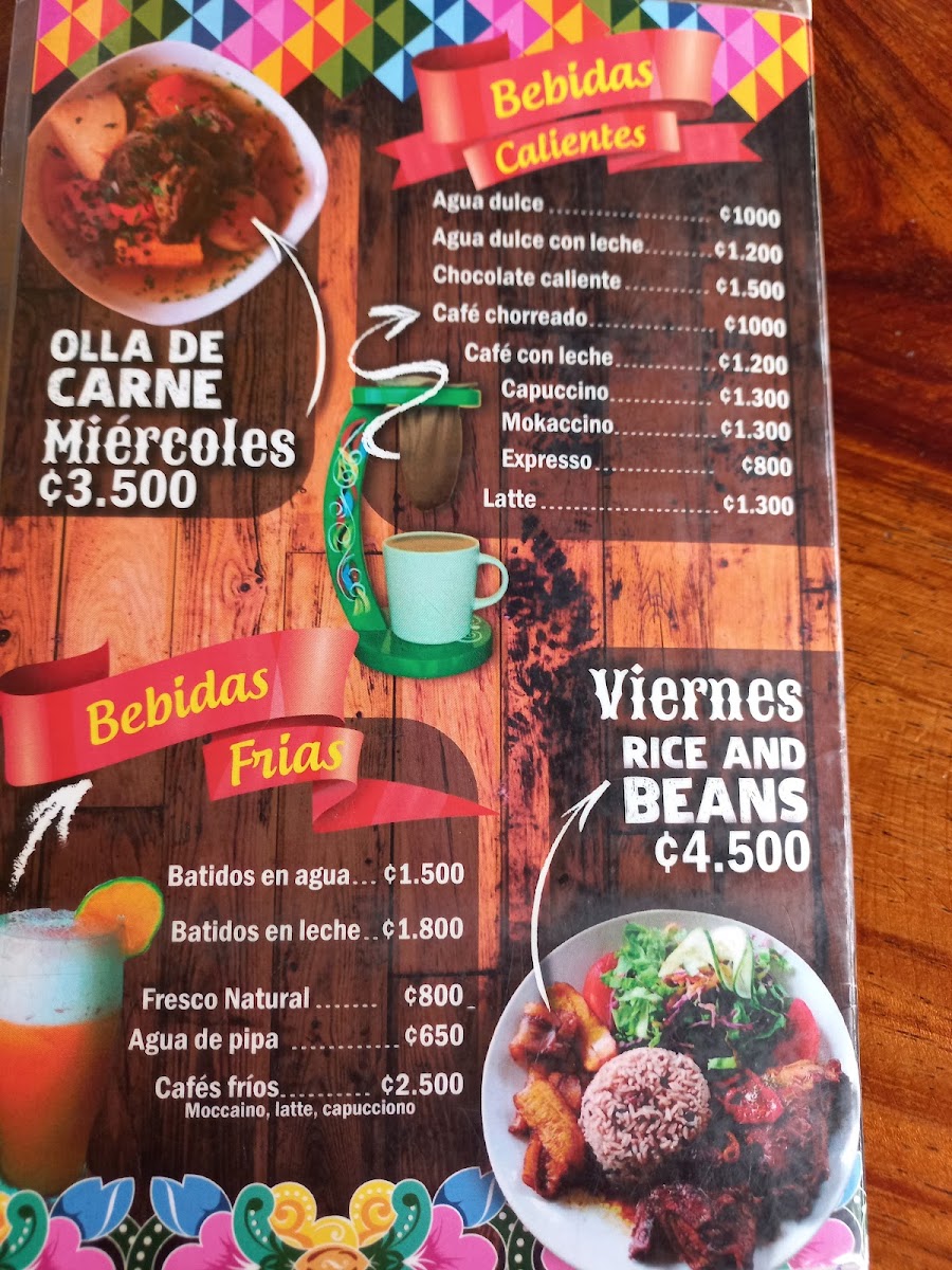 Tica's Café menu board