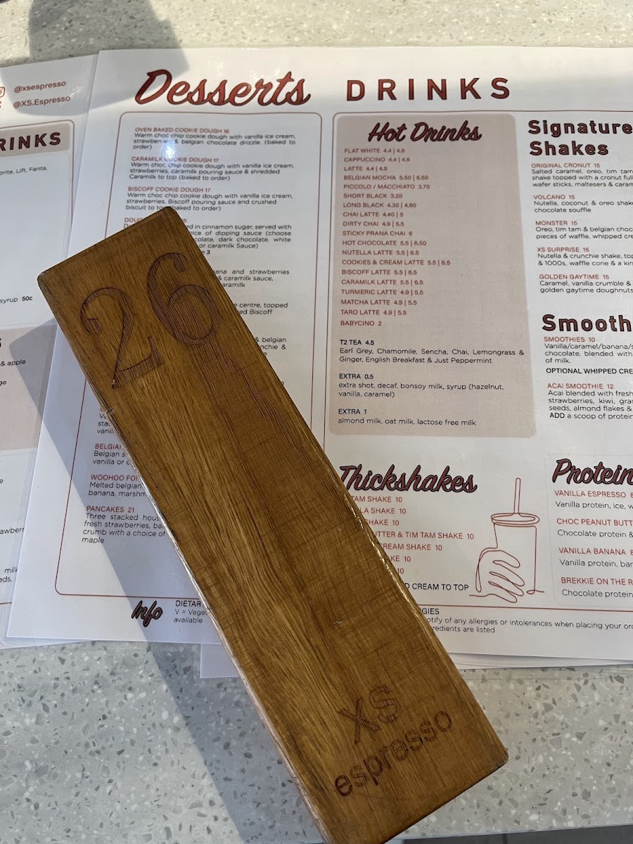 XS Espresso Kotara menu board