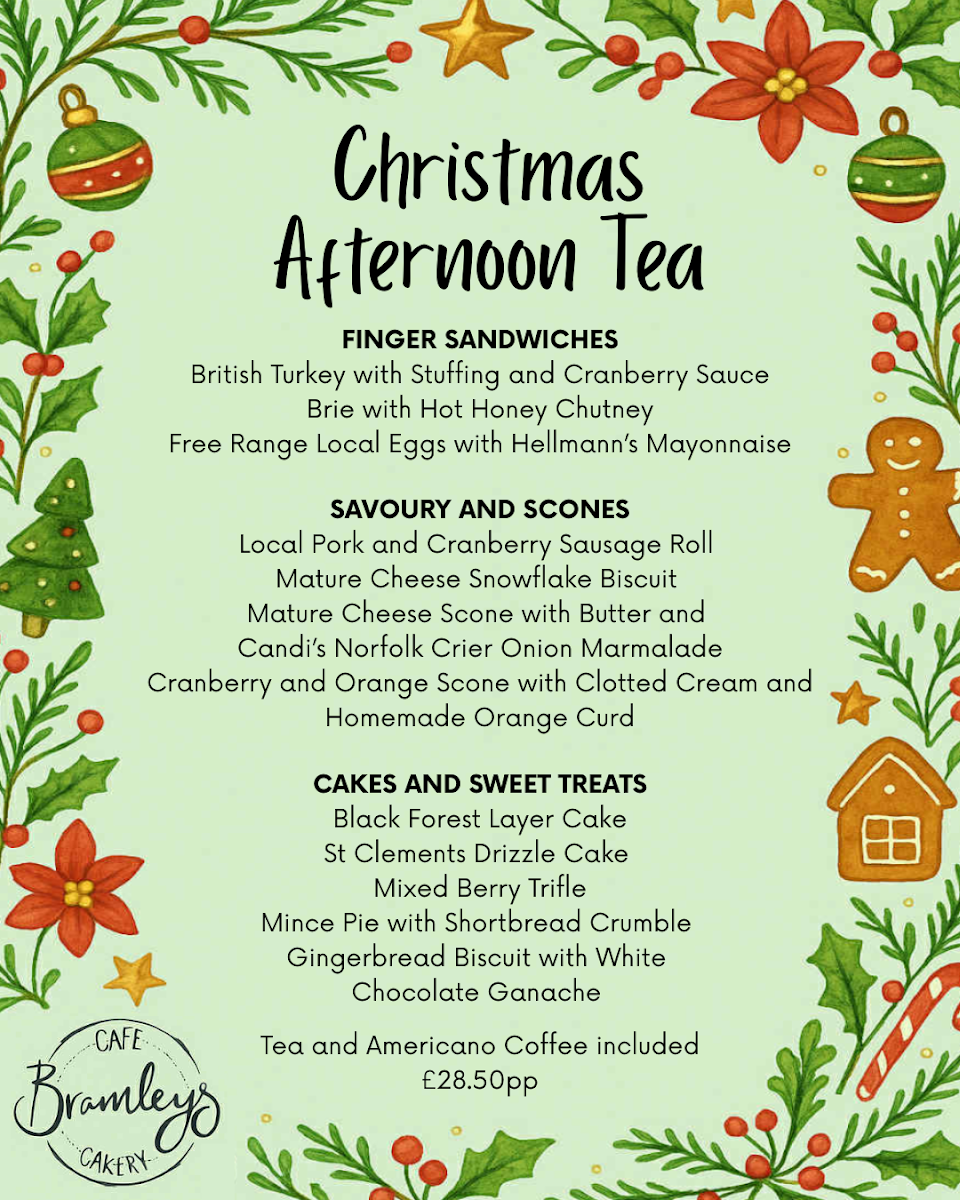 Bramleys Cafe and Cakery menu board