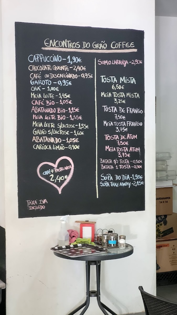 Encontros do grão Coffee menu board