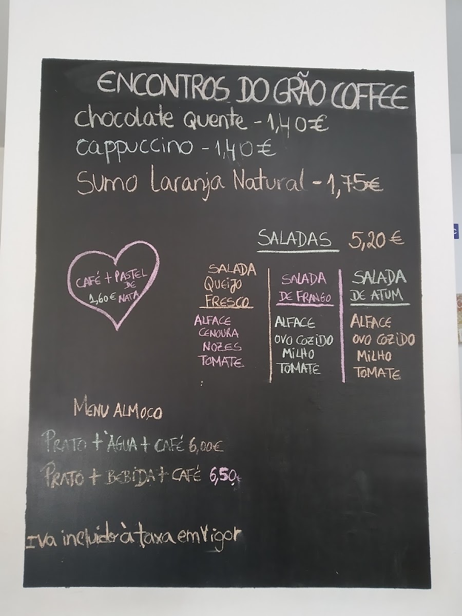 Encontros do grão Coffee menu board