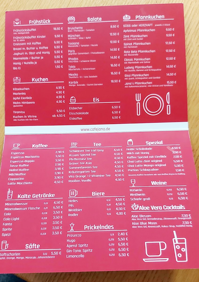 Cafe Jana menu board