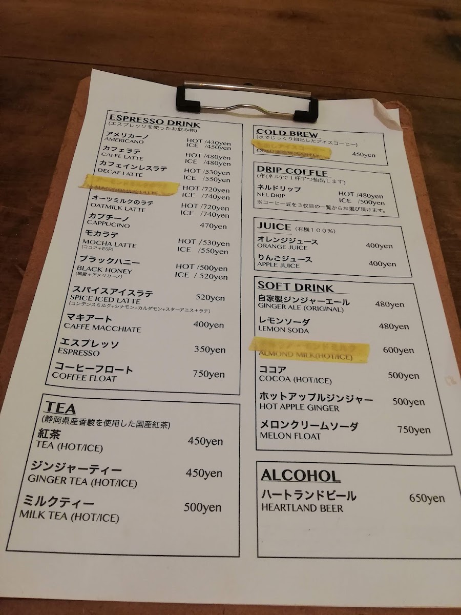 Mill Coffee & Stand menu board