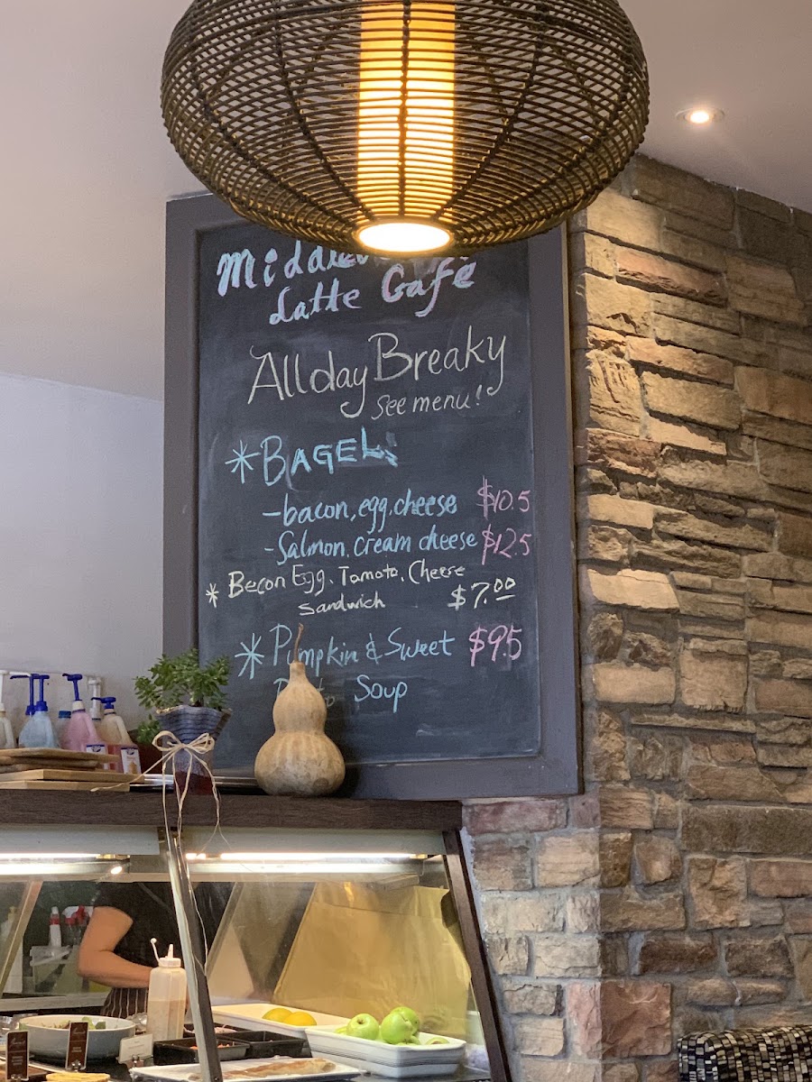 Middleborough Latte Cafe menu board