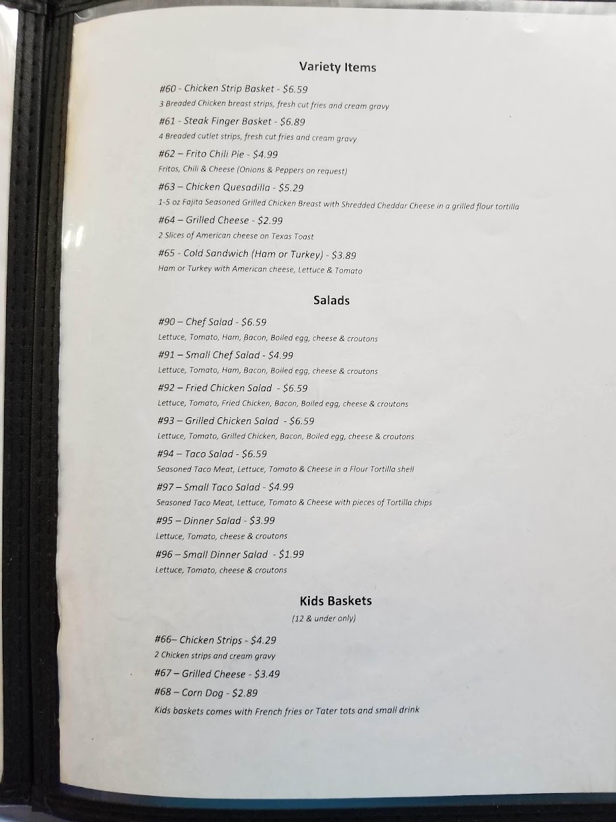 Tigertown Store & Cafe, LLC menu board