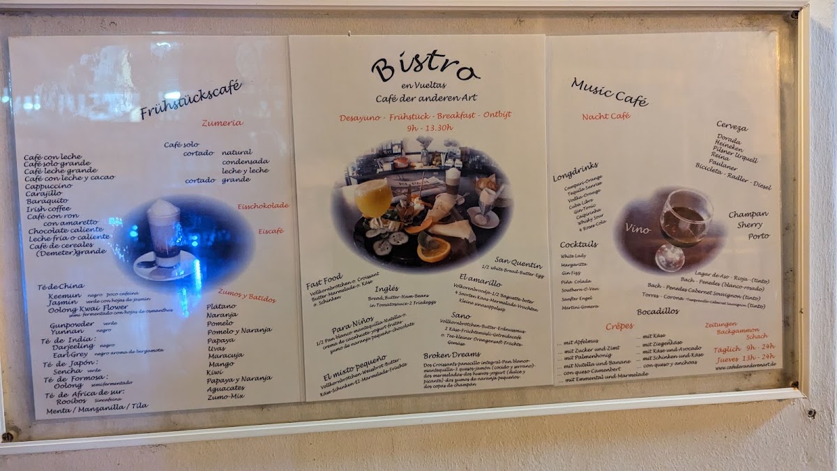 Café der besonderen Art menu board