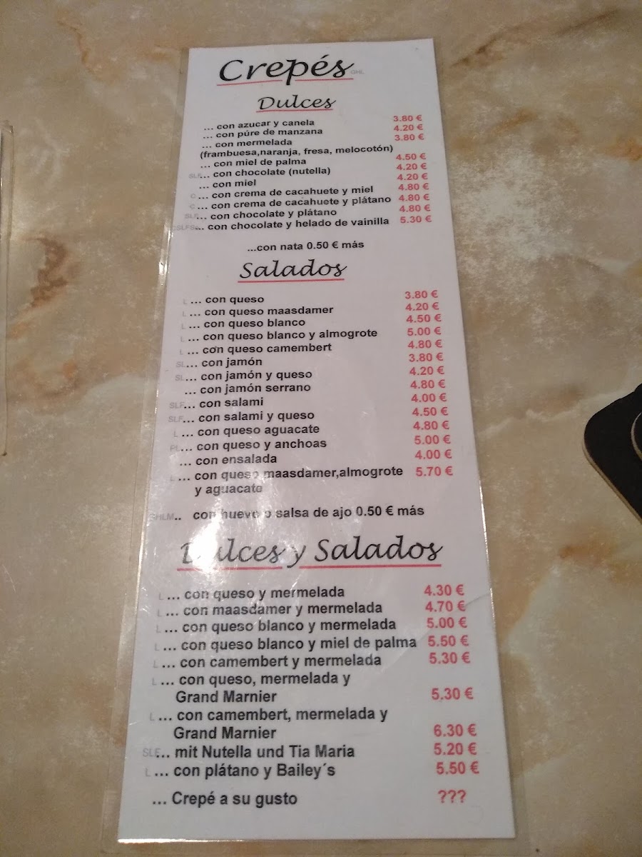 Café der besonderen Art menu board