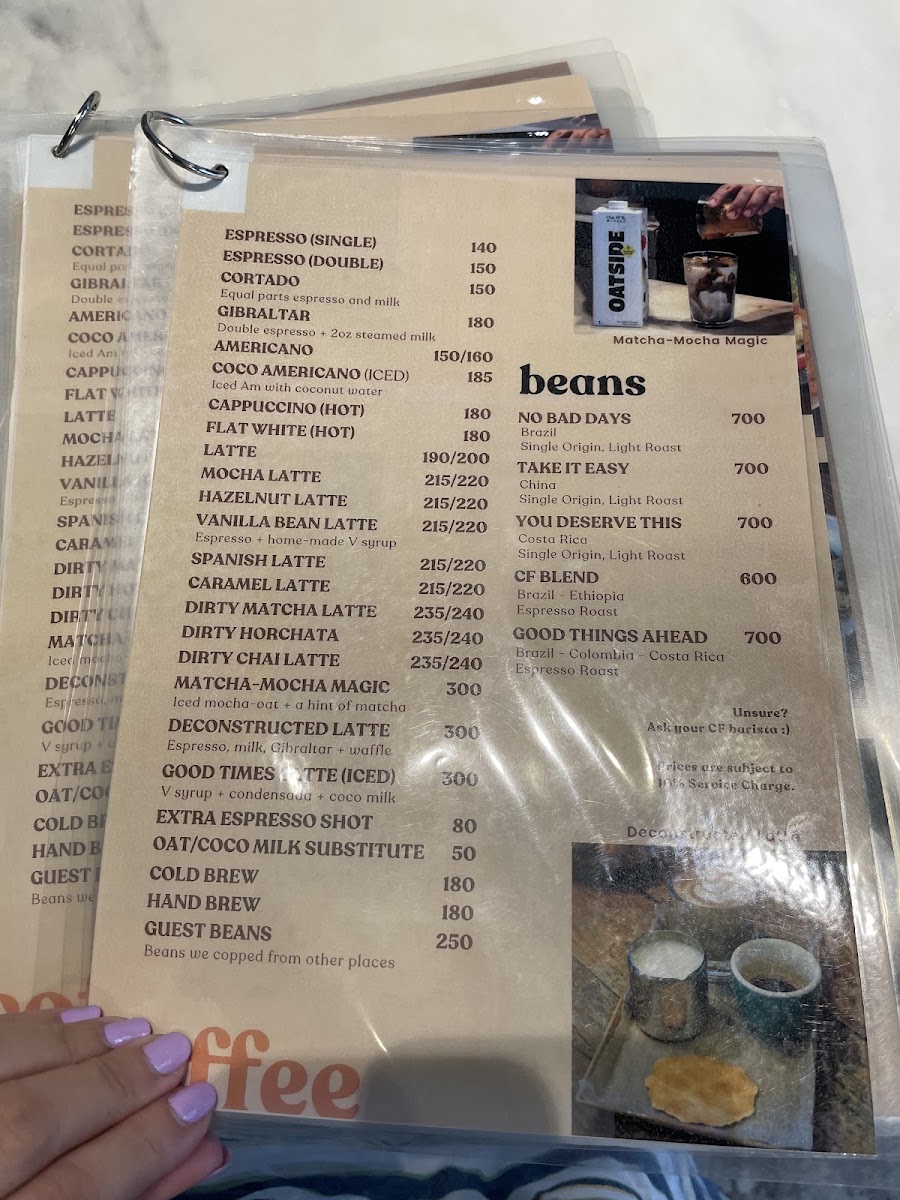 Common Folk Coffee Bar menu board