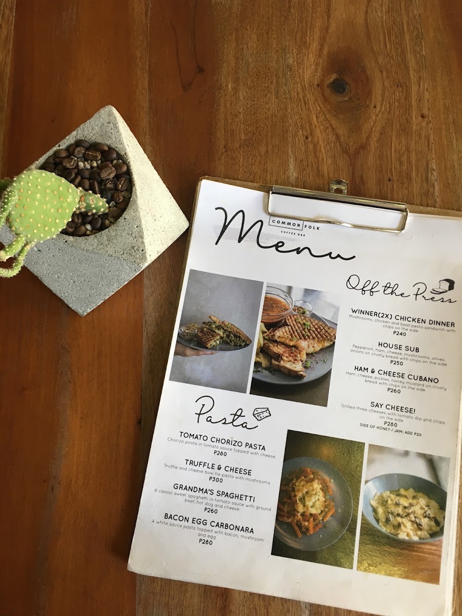 Common Folk Coffee Bar menu board