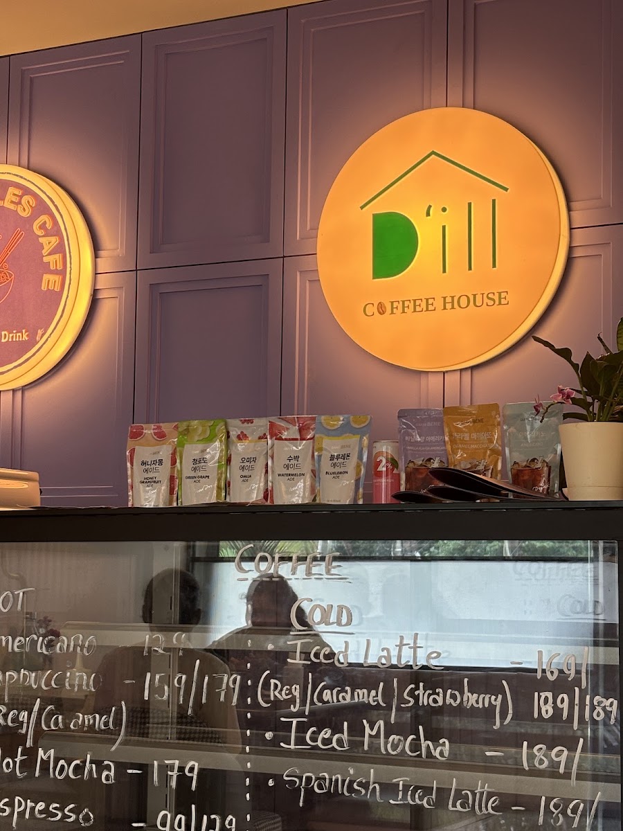 The Noodles Cafe x D'ill Coffee House menu board