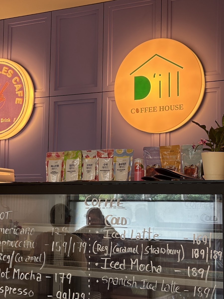 The Noodles Cafe x D'ill Coffee House menu board