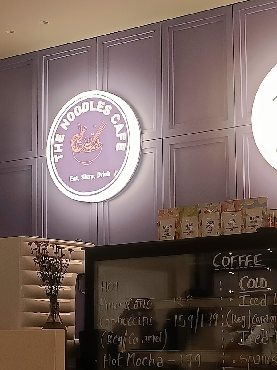 The Noodles Cafe x D'ill Coffee House menu board