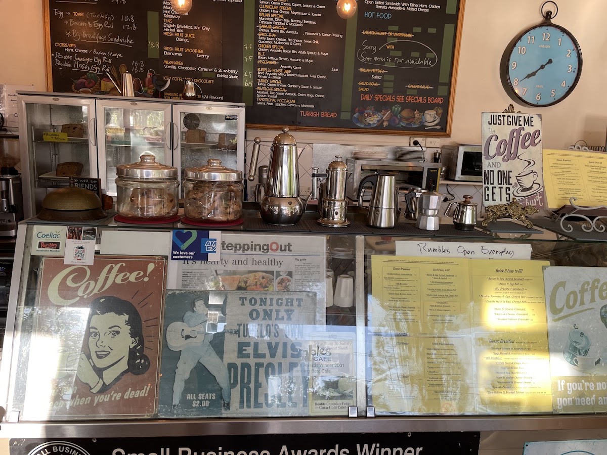 Rumbles Fine Cafe Eastwood menu board