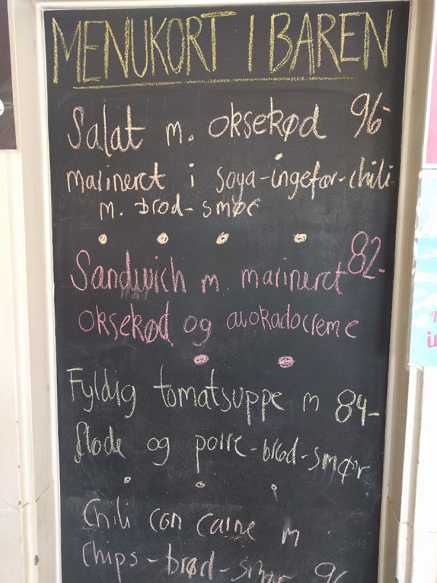 Fru Jensens Fristelser (Lady Jensen's Temptations) menu board