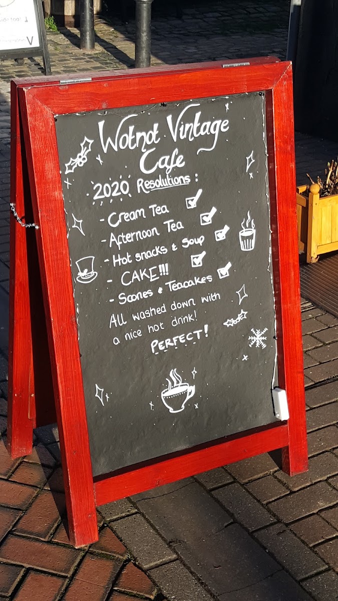 Wotnot Vintage Cafe menu board