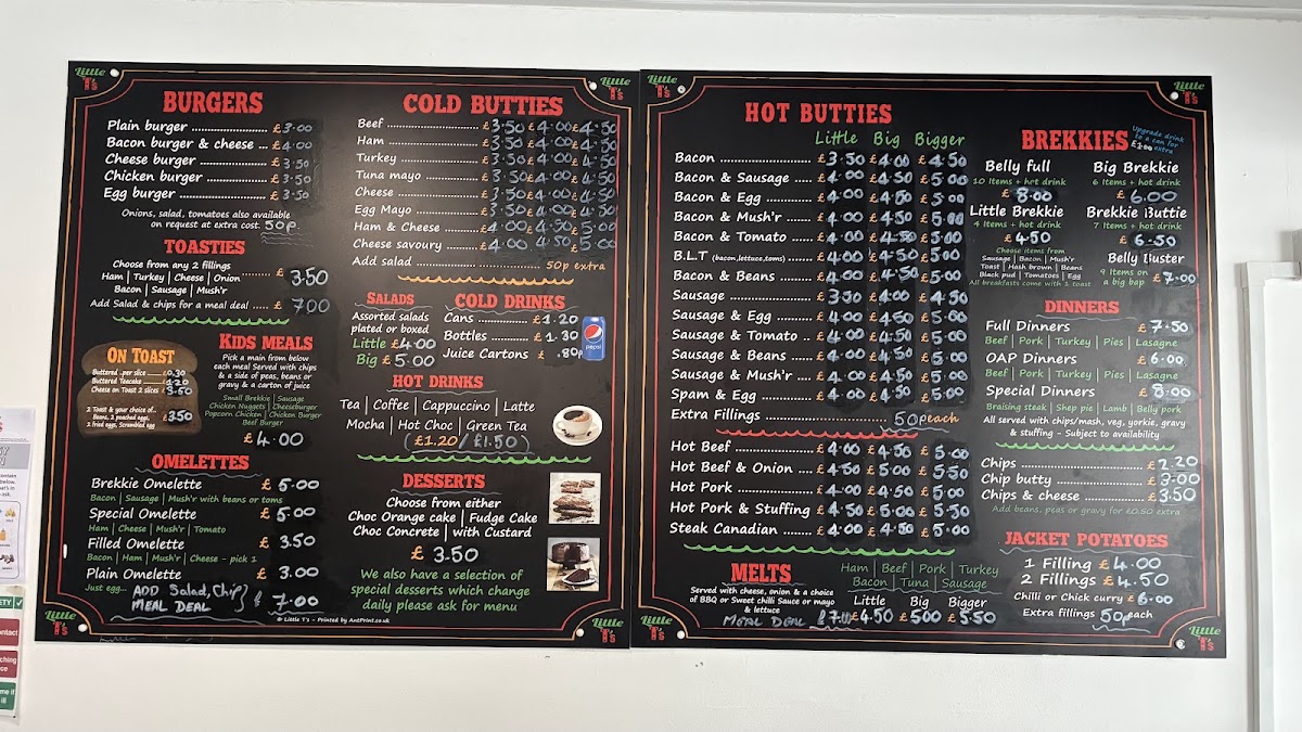 Little T's Cafe menu board
