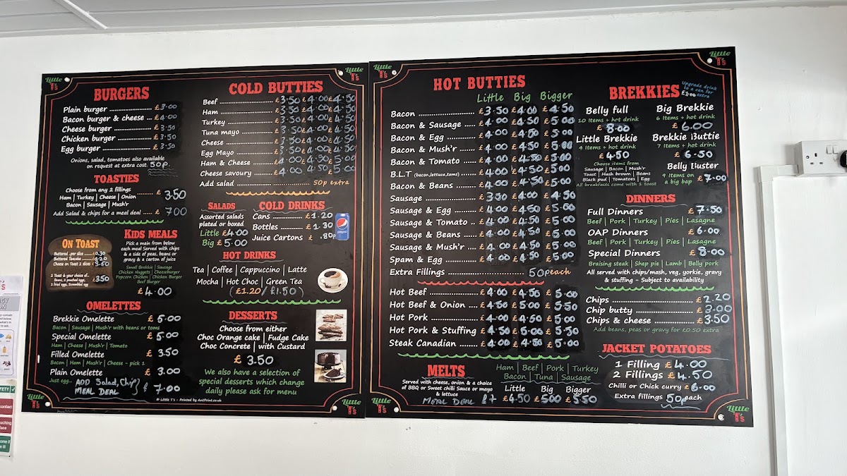 Little T's Cafe menu board