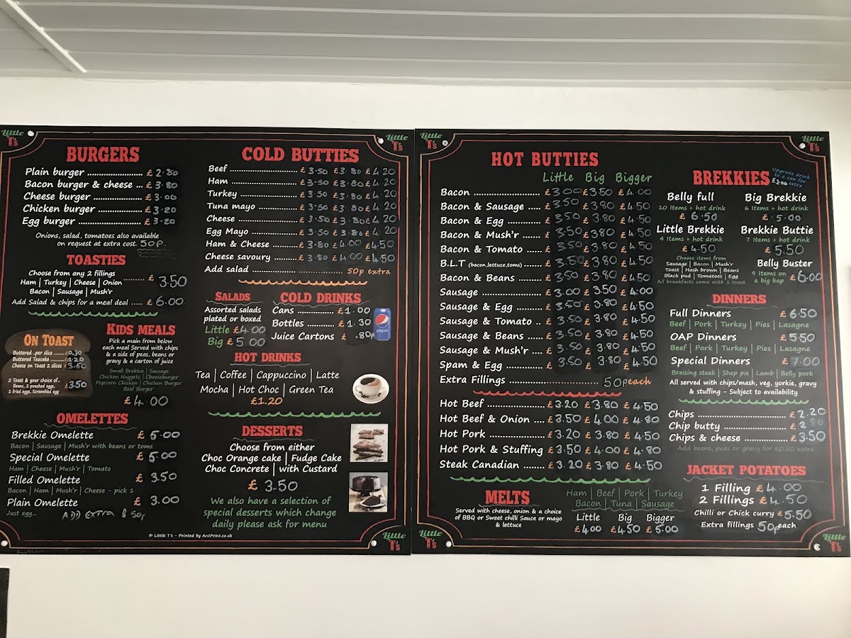 Little T's Cafe menu board