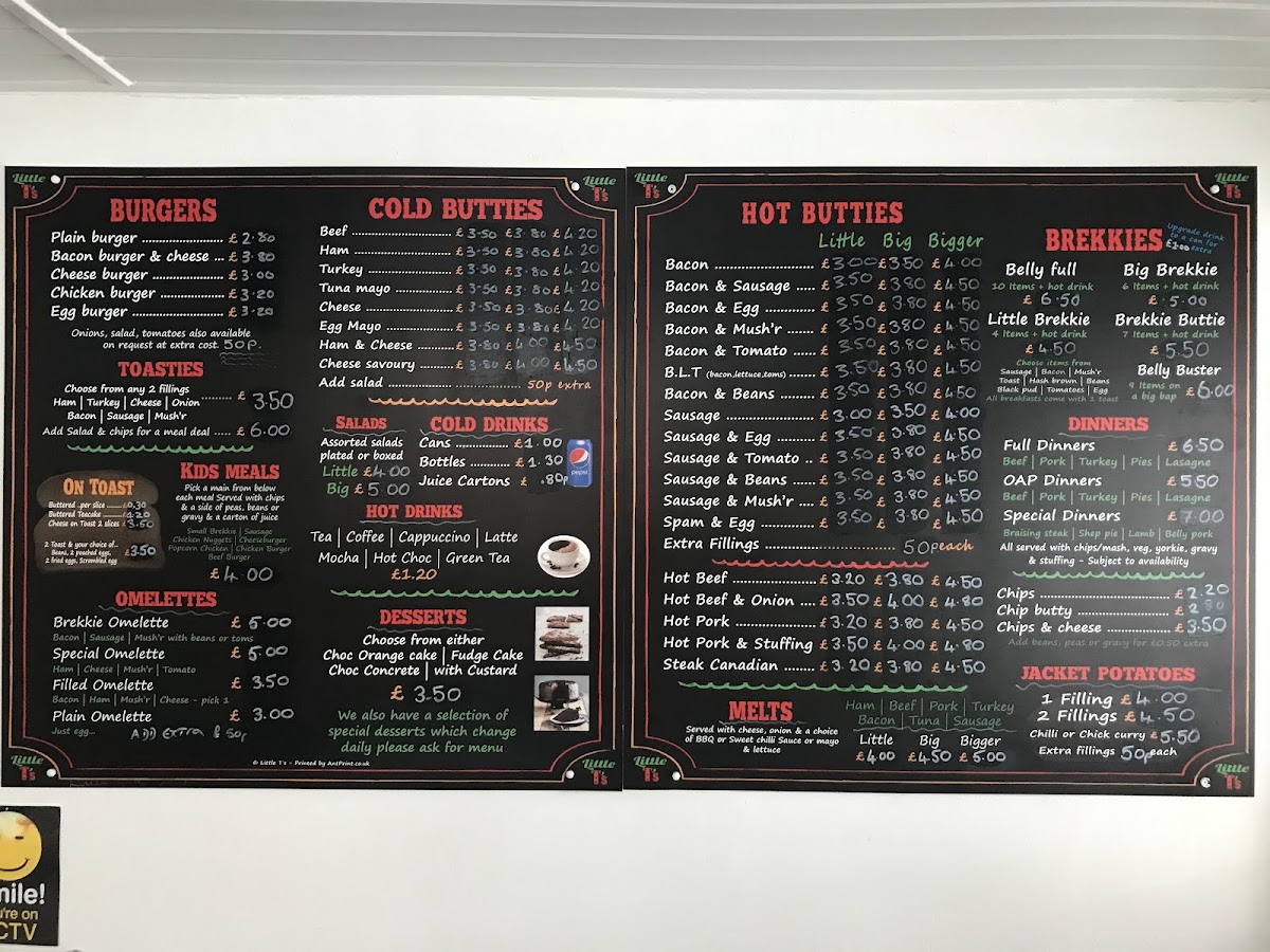 Little T's Cafe menu board