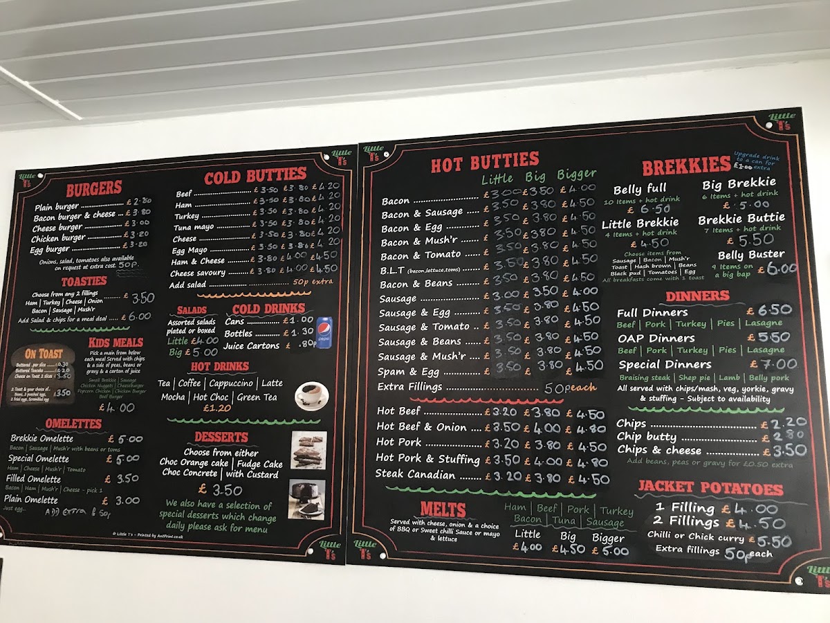 Little T's Cafe menu board