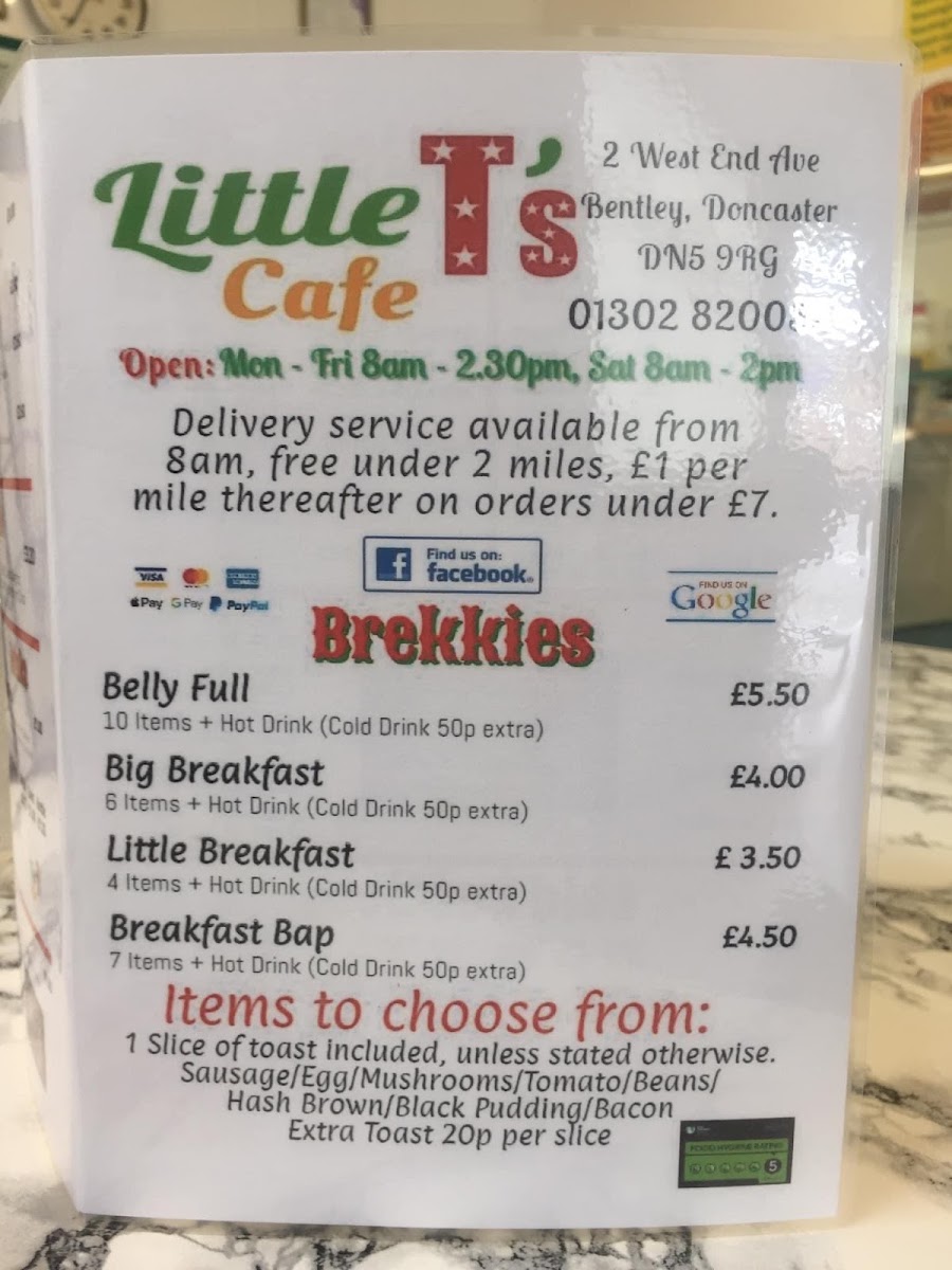 Little T's Cafe menu board