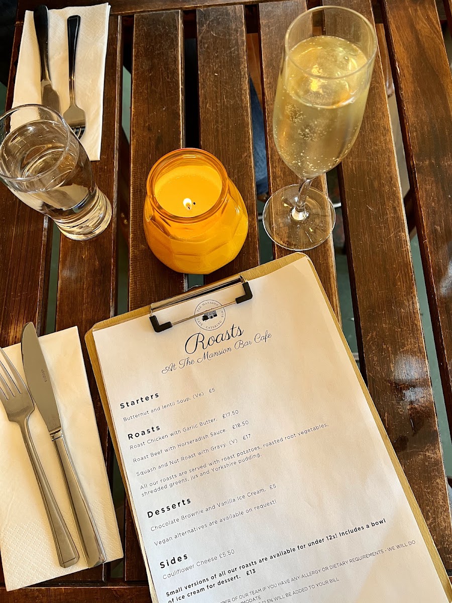 The Mansion Bar & Café menu board