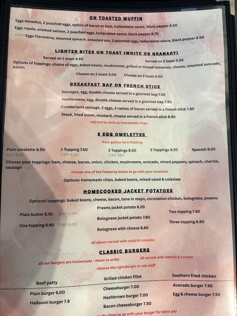 Cafe De Julia menu board