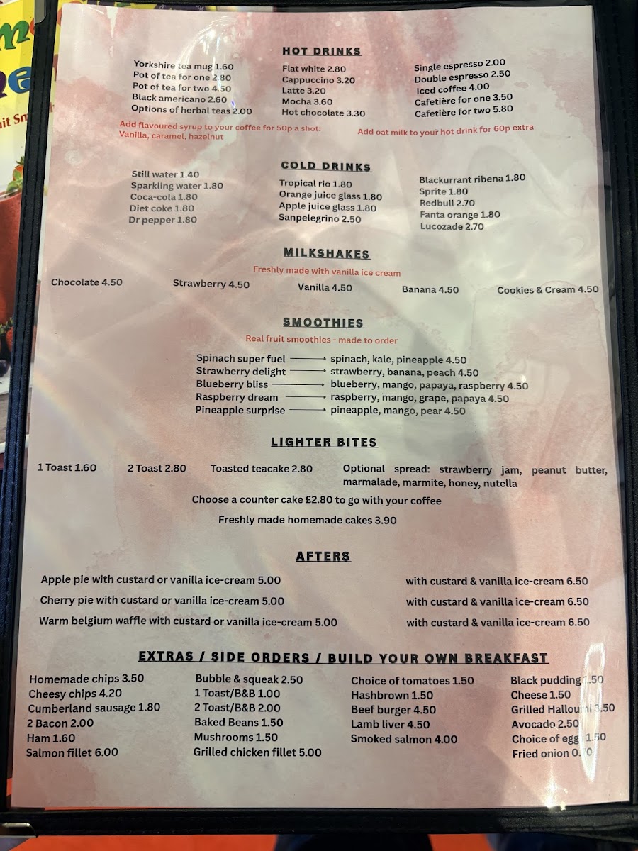 Cafe De Julia menu board
