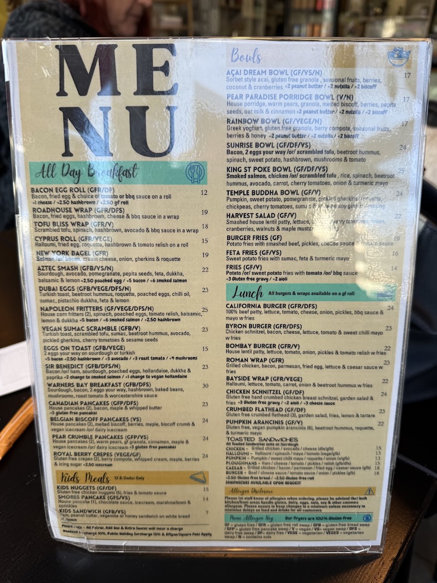 Cafe Napoleon menu board