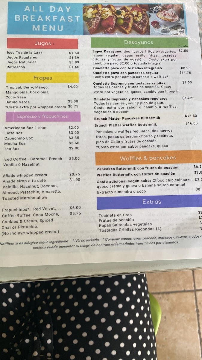Tereques Sweets & Natural Market menu board