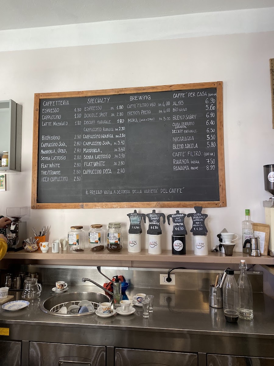 Caffetteria Al175 - Specialty Coffee menu board