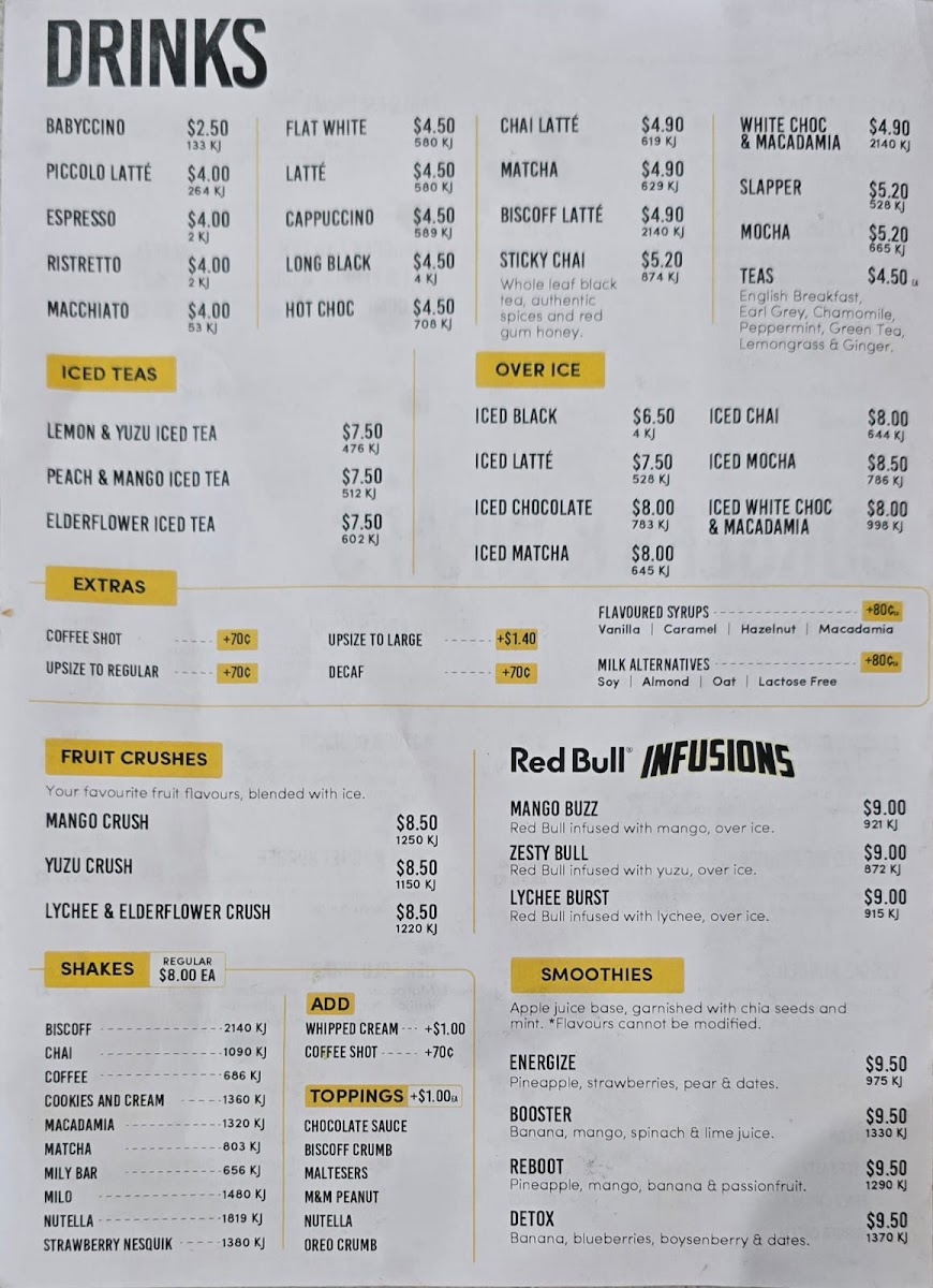 Piccolo Me Smeaton Grange menu board