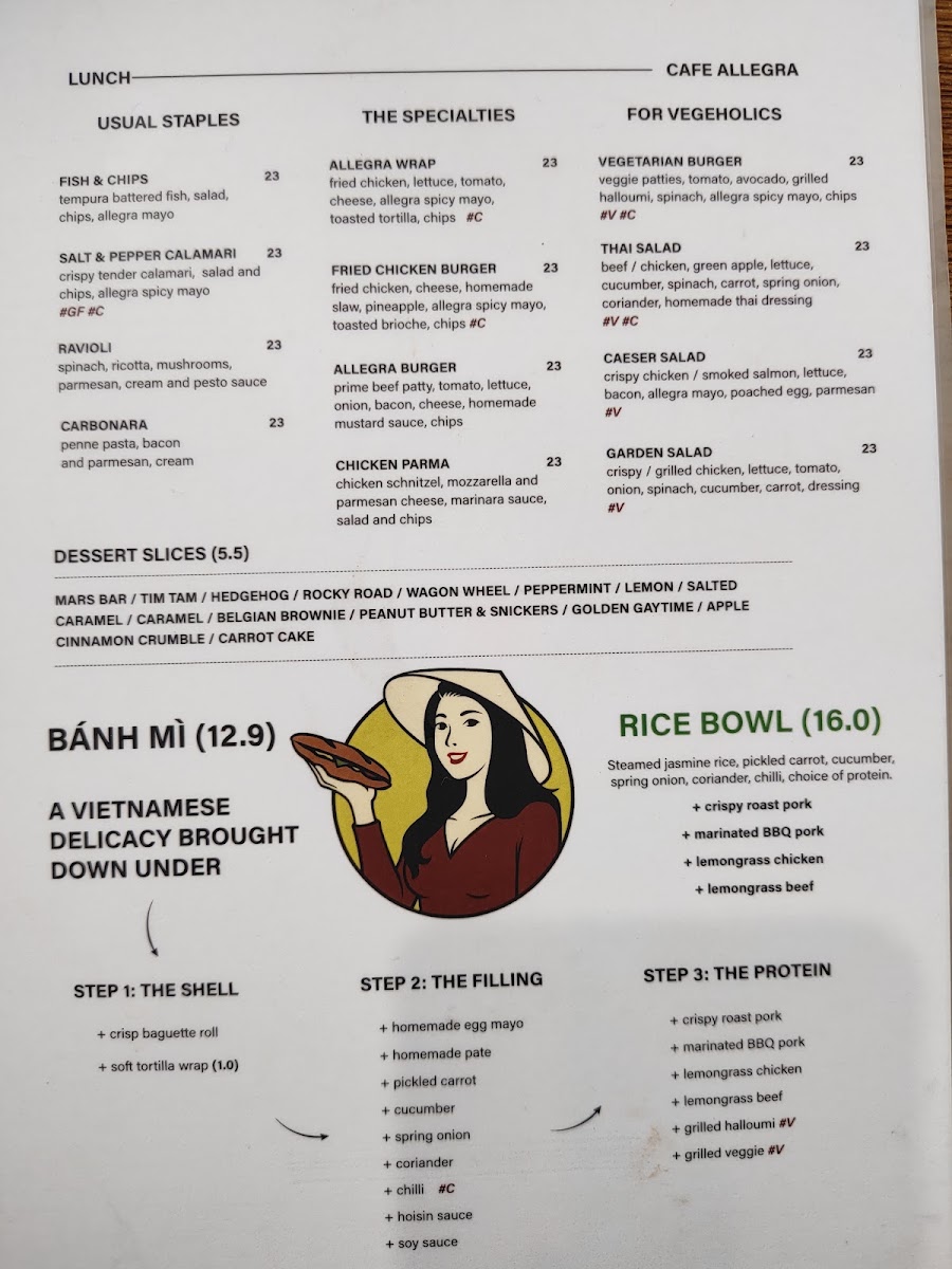 Allegra Cafe menu board