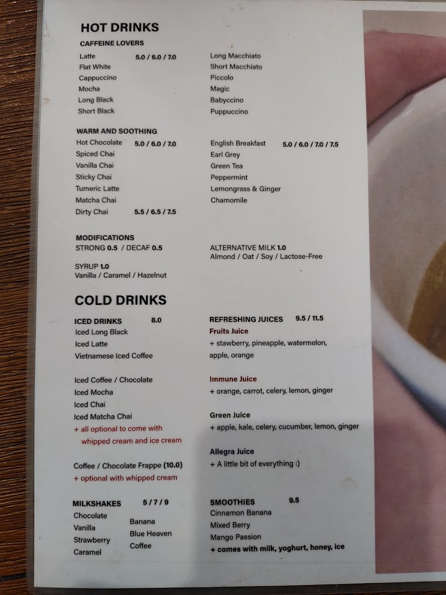 Allegra Cafe menu board