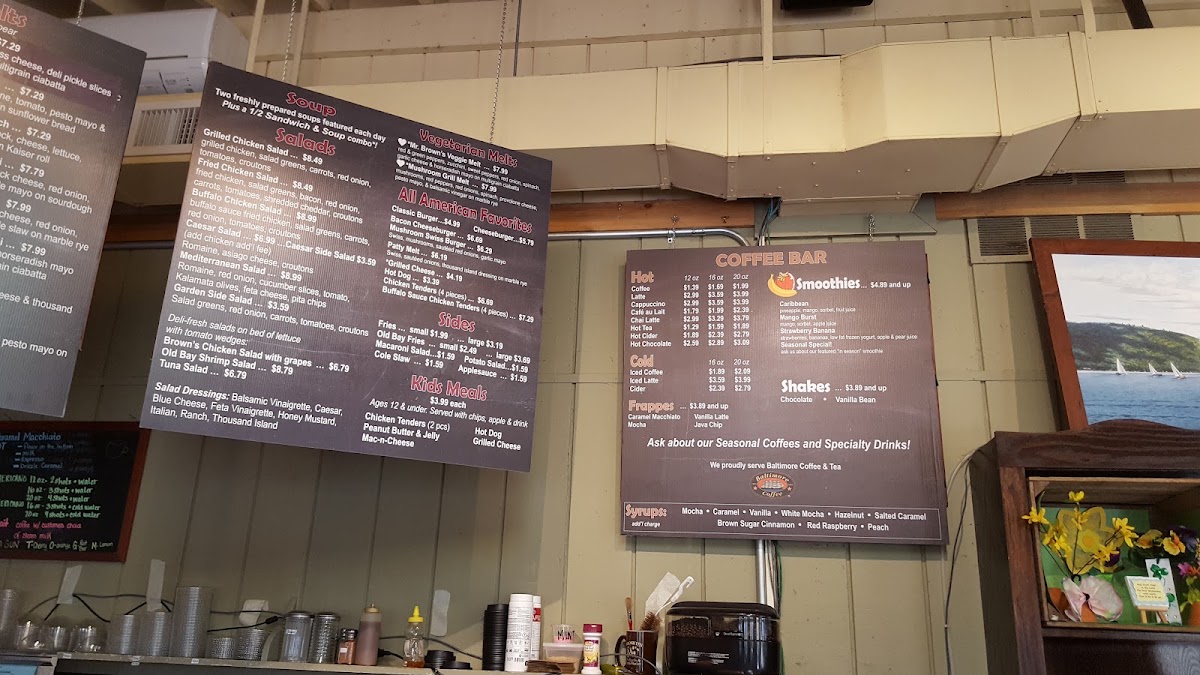 The Café at Brown's menu board