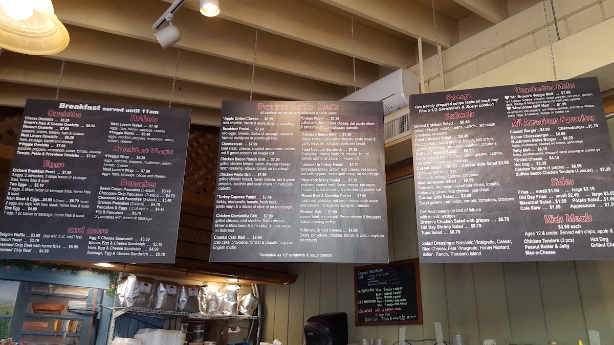 The Café at Brown's menu board