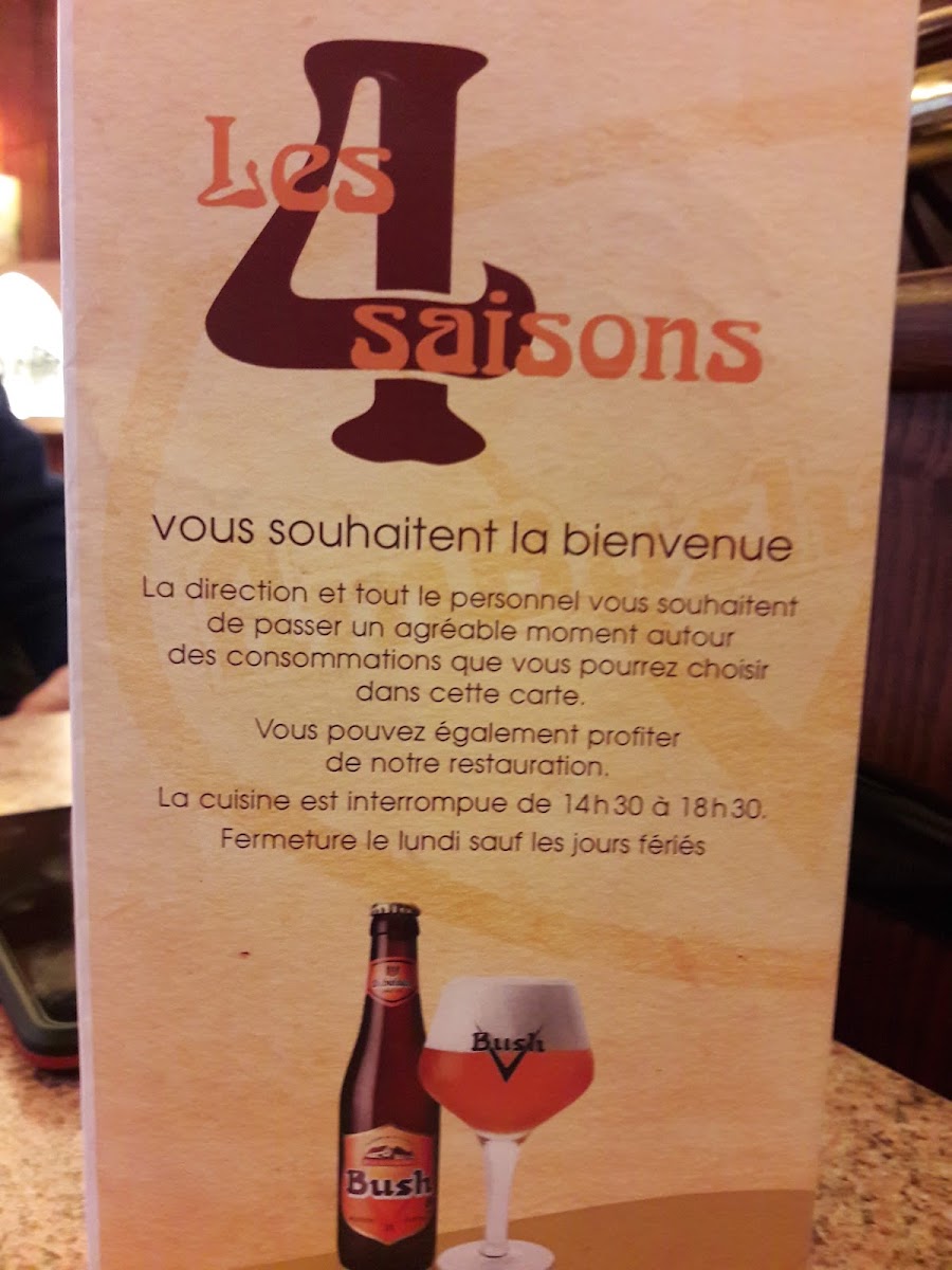 Les 4 saisons menu board