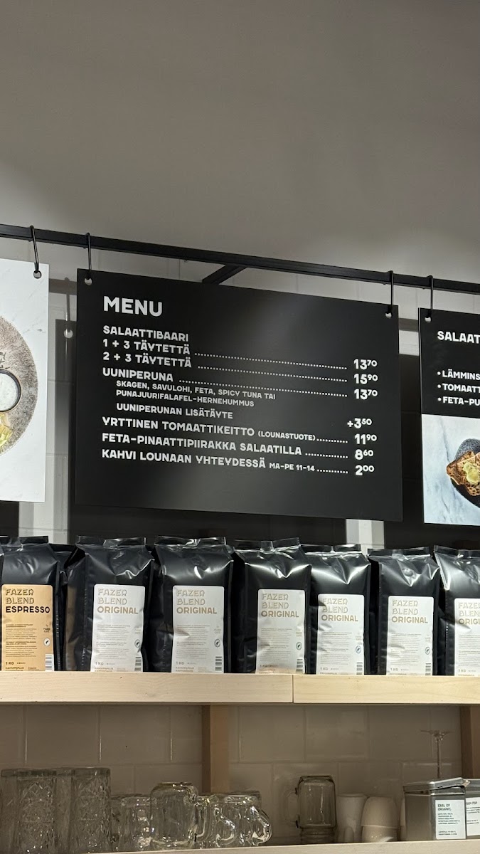 Fazer Café Bulevardi menu board